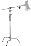 Neewer Pro Ajustable – Soporte de Reflector 100% Metal, Altura Máxima 305 Centímetros con Sostenedor de 120 Centímetros y 2 Piezas de Cabeza de Agarre para Reflector Estudio , Monoluz y Otros Equipos