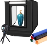 YOTTO Caja de Luz Fotografía 40x40x40cm Estudio Fotográfico Brillo Ajustable Plegable Photo Studio Portátil Tienda con 2 Tiras de LED 6 Fondos de Colores (Azul, Blanco, Negro, Amarillo, Rojo, Verde)