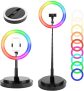 APOKIN Aro de Luz para Movil 10″ RGB Anillo de luz LED con Trípode Soporte Plegable Altura Regulable 26 Colores 10 Brillos Regulables Control Remoto Ideal para Maquillaje Youtube TIK Tok Live