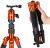 Rollei Compact Traveler No I Carbon I Naranja I Trípode de Viaje Ligero I Trípode fotográfico de tamaño Compacto I Rótula de Bola y Bolsa para trípode