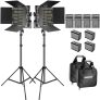 Neewer Soporte y Luz de Video LED Bicolor Kit con Batería y Cargador LED 660 Regulable con Soporte en U y Barndoor (3200-5600K, CRI 96+), Soporte de Luz para Estudio, Disparo de YouTube (2-paquete)