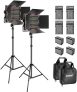 Neewer 2-Pack 660 LED Video Luz Regulable Bi-Color con Parasol y 1,83cm Soporte de Luz,4-Pack 6600mAh Battería Li-Ion Recargable y Cargador para Fotografía Estudio Youtube Video(Rojo)